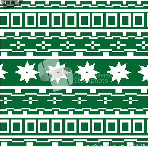 Image of Decorative pattern from figures on green background