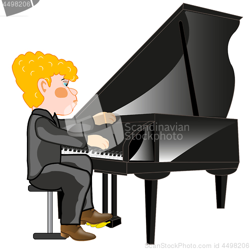 Image of Boy plays on music instrument piano.Vector illustration