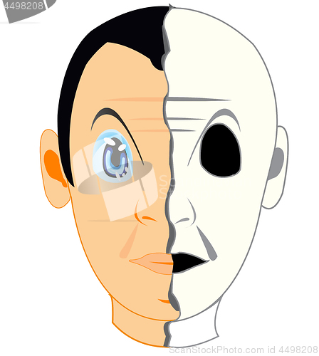 Image of Vector illustration of the person and halfs of the mask