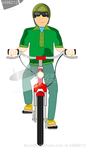 Image of Man on bicycle on white background is insulated