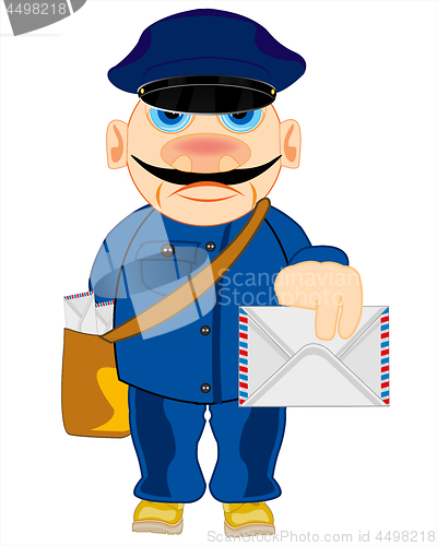 Image of Cartoon men postman on white background is insulated