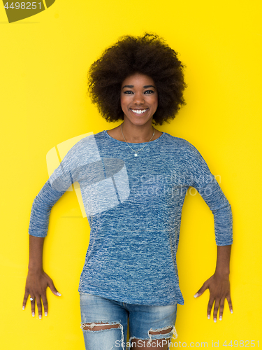 Image of black woman isolated on a Yellow background