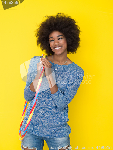 Image of black woman isolated on a Yellow background