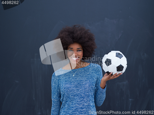 Image of black woman holding a soccer bal