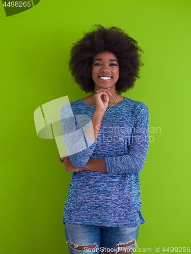 Image of black woman isolated on a Green background