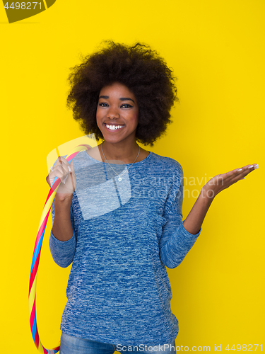 Image of black woman isolated on a Yellow background