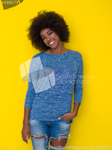 Image of black woman isolated on a Yellow background