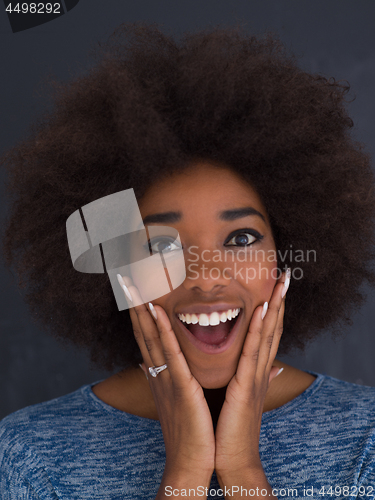 Image of portrait of a beautiful friendly African American woman