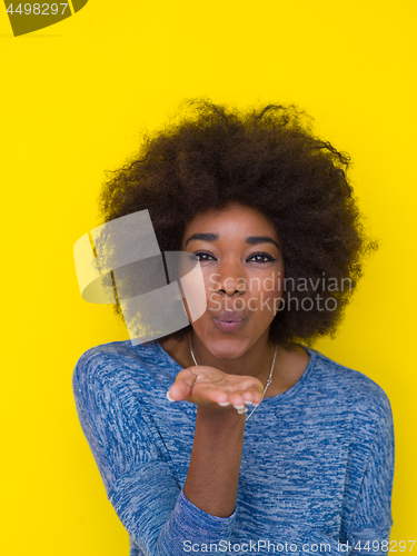 Image of black woman isolated on a Yellow background