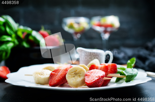 Image of banana with strawberry