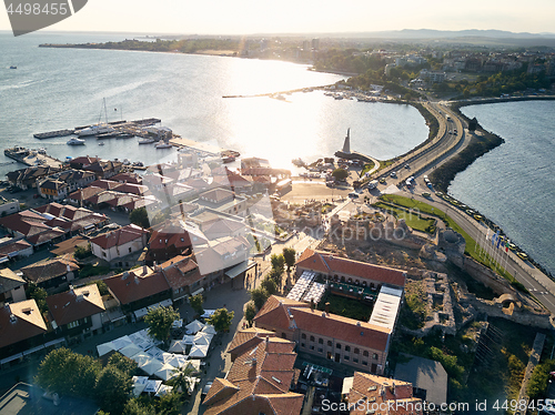 Image of Aerial view of old Nessebar, ancient city on the Black Sea coast of Bulgaria