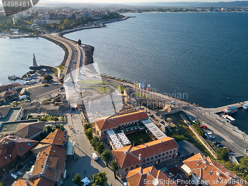 Image of Aerial view of old Nessebar, ancient city on the Black Sea coast of Bulgaria