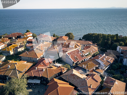 Image of Aerial view of old Nessebar ancient city on the Black Sea coast of Bulgaria