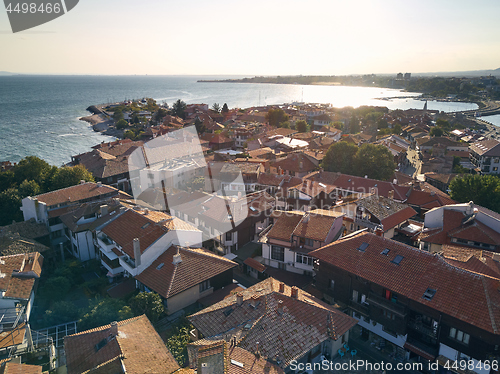 Image of Aerial view of old Nessebar ancient city on the Black Sea coast of Bulgaria