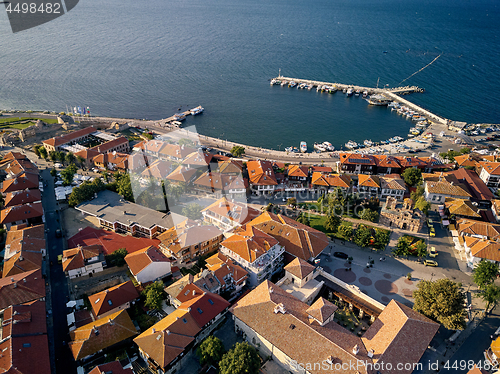 Image of Aerial view of old Nessebar ancient city on the Black Sea coast of Bulgaria