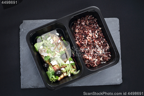 Image of Salad with grilled aubergine with wild rice