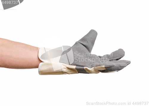 Image of Male hand wearing working glove