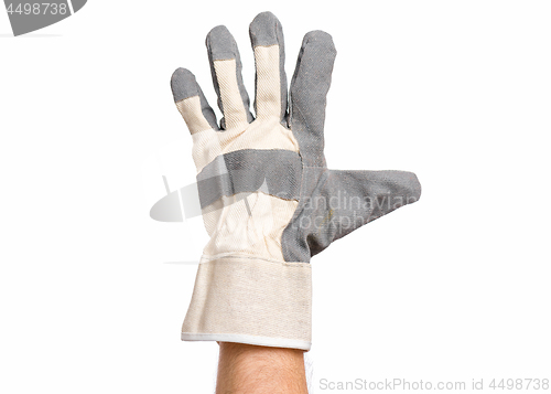 Image of Male hand wearing working glove