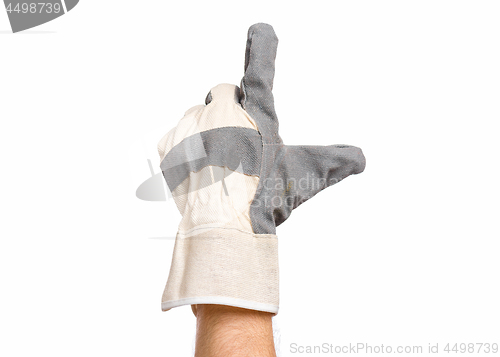 Image of Male hand wearing working glove