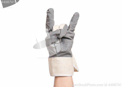 Image of Male hand wearing working glove