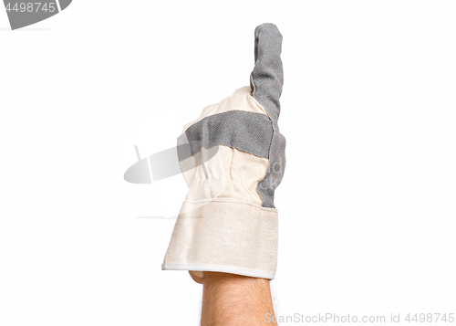 Image of Male hand wearing working glove