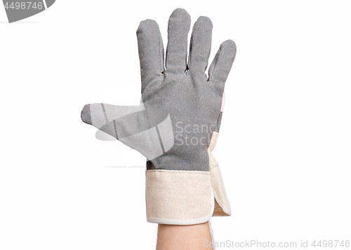 Image of Male hand wearing working glove