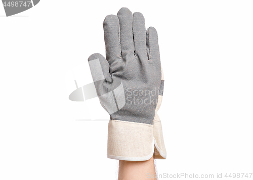 Image of Male hand wearing working glove