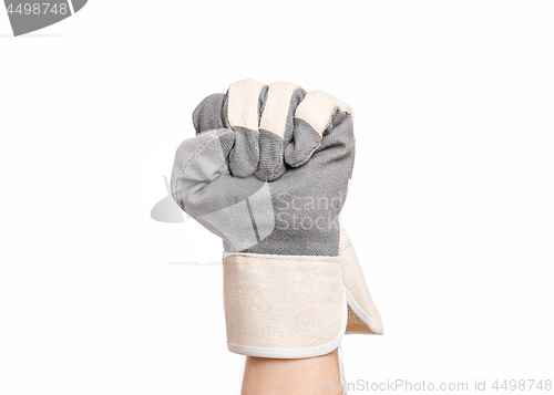 Image of Male hand wearing working glove