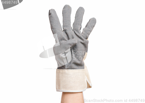 Image of Male hand wearing working glove