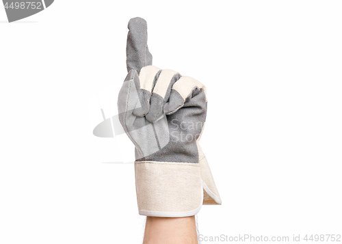 Image of Male hand wearing working glove