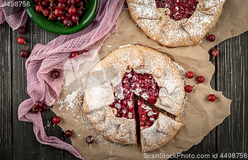 Image of Galette with gooseberries top view