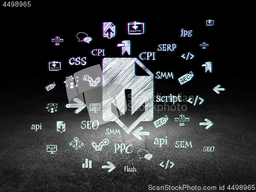 Image of Web design concept: Download in grunge dark room