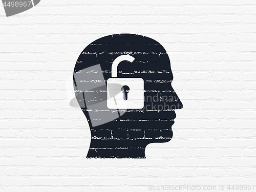 Image of Business concept: Head With Padlock on wall background