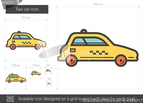 Image of Taxi car line icon.