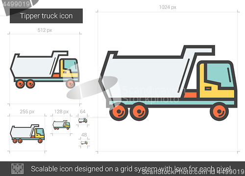 Image of Tipper truck line icon.