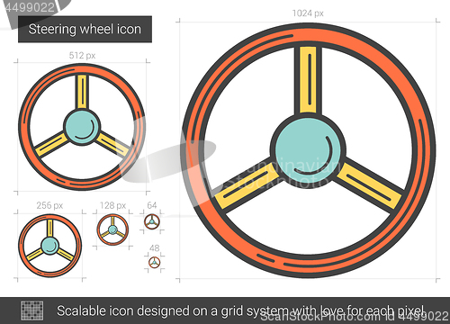 Image of Steering wheel line icon.