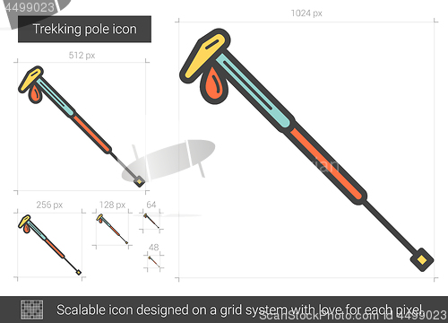 Image of Trekking pole line icon.