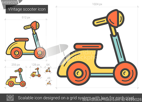 Image of Vintage scooter line icon.