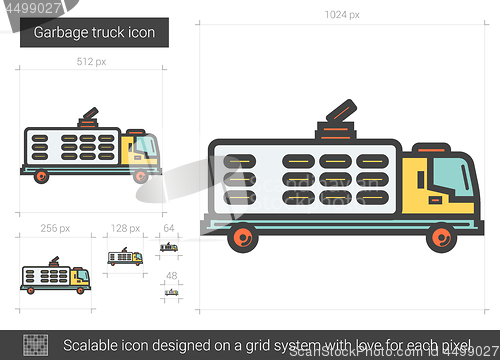 Image of Garbage truck line icon.