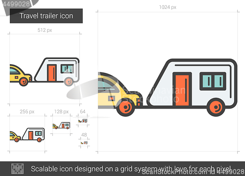 Image of Travel trailer line icon.