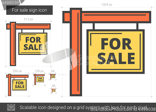 Image of For sale sign line icon.