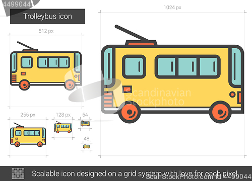 Image of Trolleybus line icon.