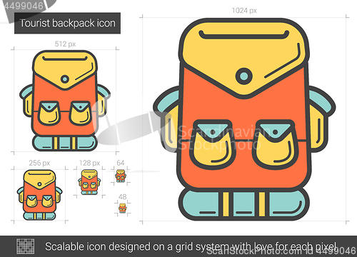 Image of Tourist backpack line icon.