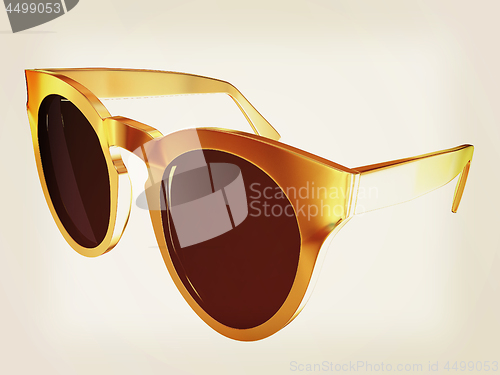 Image of Cool gold sunglasses. 3d illustration. Vintage style