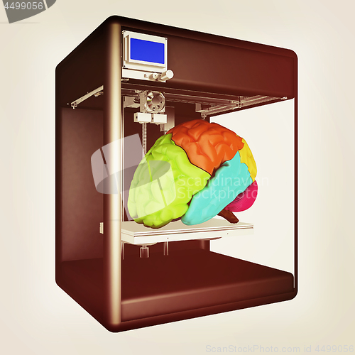 Image of Medical 3d printer for duplication of human brain. 3D Bio-printe