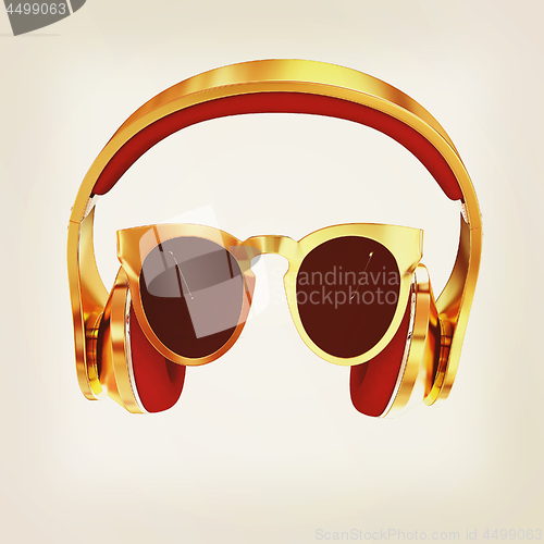 Image of Sunglasses and headphone for your face. 3d illustration. Vintage