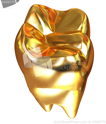 Image of Gold tooth. 3d illustration