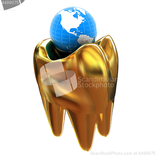 Image of Tooth and Earth. 3d illustration