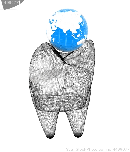 Image of Tooth and Earth. 3d illustration