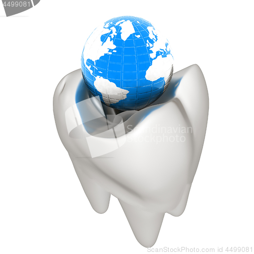 Image of Tooth and Earth. 3d illustration
